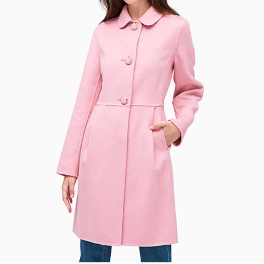 Kate Spade Blush Pink Fit & Flare Wool Coat